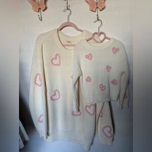 Tula Cream Sweater with Pink Heart Accents